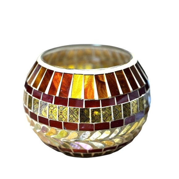 Mosaic Glass Candle Holder Bowl - Picture 3 of 8